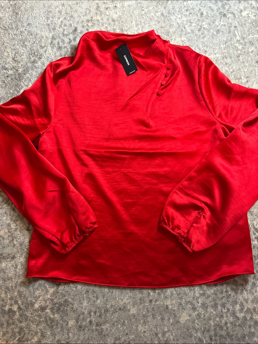 Express Satin Blouse with Mandarin Collar